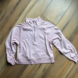 Women’s GAP Fleece 1/4 Zip Pullover, Pale Pink, Size Medium